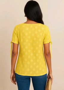 Yellow Tie-Sleeve Top