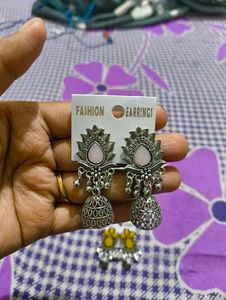 Beautiful oxidise silver jhumkas Earrings (pack 4)