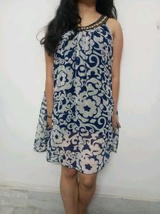 Midnight Bloom Halter Dress