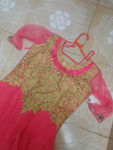 Heavy Worked Semi- Bridal Gown - Pink : L Size