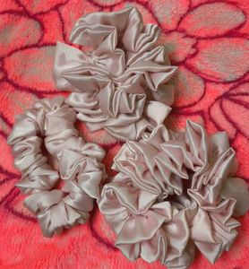 Pink Satin Scrunchies - Set of 3