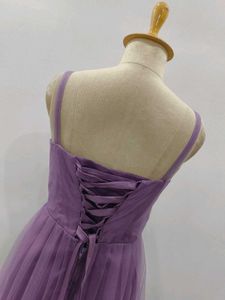 Elegant Lavender Tulle Maxi Dress with Embroidery