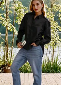 Elegant Black Satin Shirt