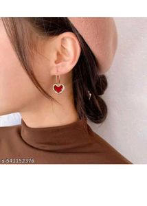Korean Vintage Red Heart Earrings