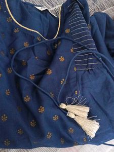 navy blue Floral Print Kurta with pants