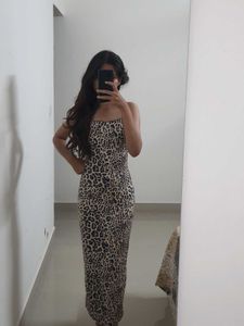 Backless Leopard Print Newme Asia Maxi Dress