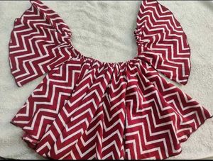 Berrylush Red Printed Bardot Top