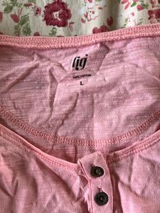 Pink T-shirt with Roll-Up Tabs