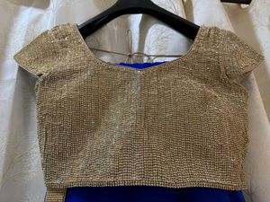 Royal Blue Saree with stiched heavy blouse