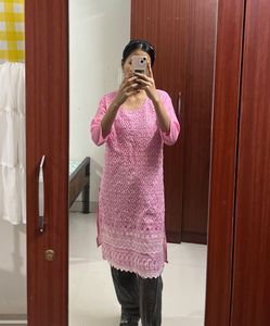 Pink Embroidered Kurta