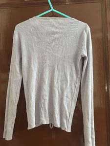 Ribbed Knit Top - Long Sleeve Powder Blue