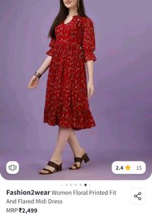 (SIZE~S)/Strechable)Red fit and flare dress🌷