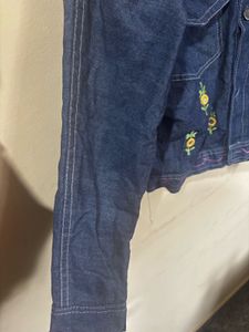 Embroidered Denim Jacket - XL