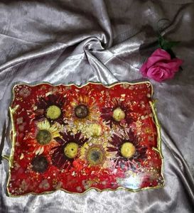 Beutiful Handmade Floral Resin Tray