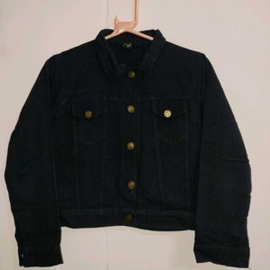 Black Denim Cropped Jacket