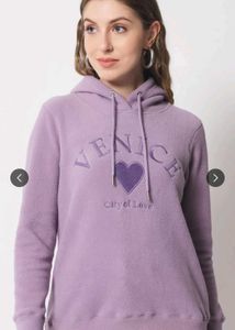 DAiSY women fleece printed hooded sweatshirt