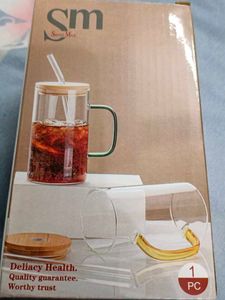 Glass Cup with Straw