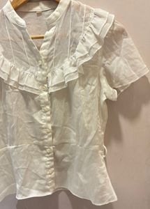 Elegant Ruffled Sheer Blouse