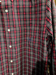 RELAXED FIT RED COTTON CHECK SHIRT M(42)
