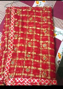 Gat Chola Heavy Red Saree With Blouse