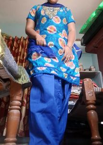 Blue Printed Salwar Kameez Suit