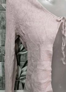 Cute Pink Tie-Front Cardigan