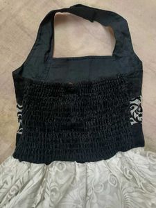 Elegant Black and White Halter Dress