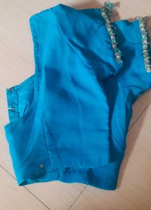 Beautiful Blue Saree With Blouse