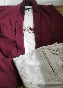 Burgundy Cardigan &amp; Tee Set
