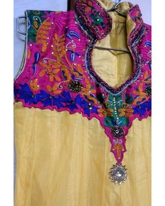 Patterned anarkali Yellow Dress 🟡