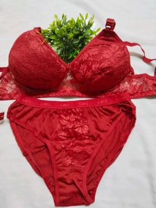 Red Lace Bra &amp; Panty Set