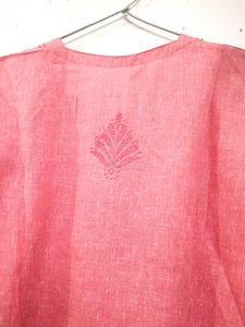 Lucknow Chikankari Embroidered Pink Kurta