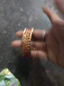 Red Stone Bangles - Set of Four