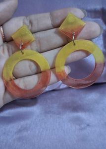 Resin stud Earrings | Yellow red translucent