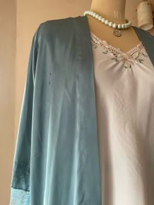 Vintage Blue Lace Trim Robe