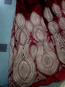 Elegant Red Velvet Embroidered Dress