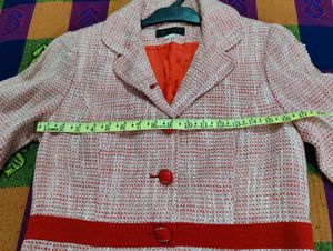 Korean Elegant Red Tweed Blazer