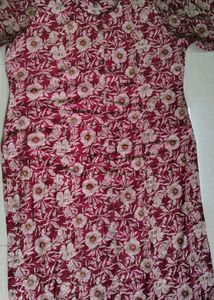 Floral Print Kurta Maroon