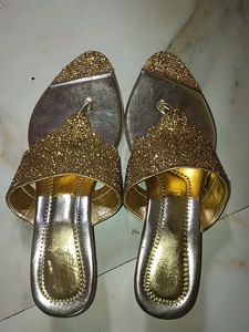 Glamorous Gold Embellished Sandals