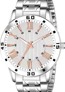 Stylish Silver & Rose Gold Men's Watch