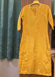 Mustard Yellow Kurti with Silver Details