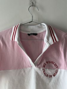 Cute Pink &amp; White Crop Top