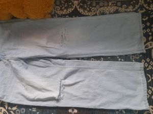 Ripped Off Bluee  Baggy Jeans