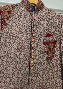 Khali+Maroon Sherwani