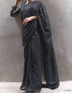 Elegant Black Sequin Saree