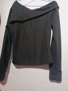 One Off Shoulder Black Top