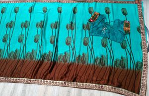 🇳🇿💫💗Elegant Blue Printed Saree
