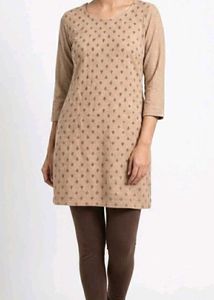 Tan Printed Casual Kurti