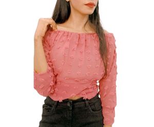 Mauve Off-Shoulder Crop Top