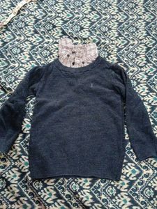 Shirt collar boys sweater